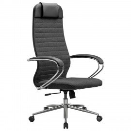 Кресло офисное МЕТТА "К-27" хром, ткань, сиденье и спинка мягкие, серое