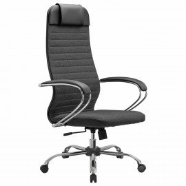 Кресло офисное МЕТТА "К-27" хром, ткань, сиденье и спинка мягкие, серое