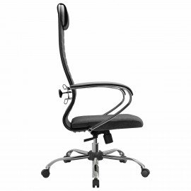 Кресло офисное МЕТТА "К-27" хром, ткань, сиденье и спинка мягкие, серое