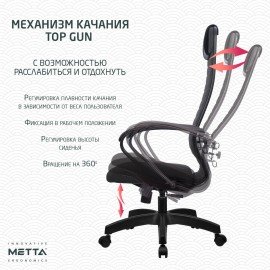 Кресло офисное МЕТТА "К-27" пластик, ткань, сиденье и спинка мягкие, серое