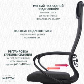 Кресло офисное МЕТТА "К-27" пластик, ткань, сиденье и спинка мягкие, серое