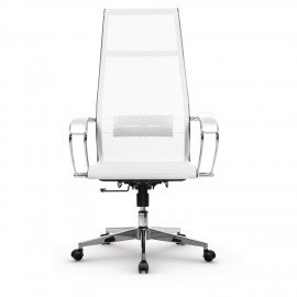 Кресло офисное МЕТТА "К-7" хром, прочная сетка, сиденье и спинка регулируемые, белое