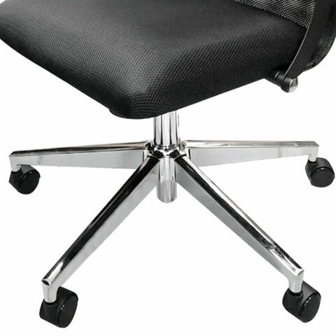 Кресло офисное МЕТТА "К-32" хром, экокожа, подголовник, сиденье и спинка мягкие, черное