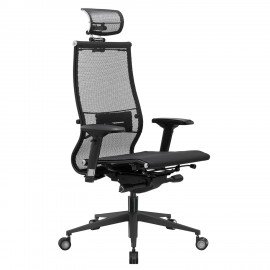 Кресло офисное МЕТТА "SAMURAI" Black Edition, сверхпрочная сетка, регулируемое, черное