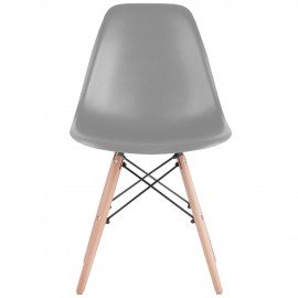 Стулья BRABIX "Eames CF-010", КОМПЛЕКТ 4 шт., пластик серый, опоры дерево/металл, 532632, 2033A