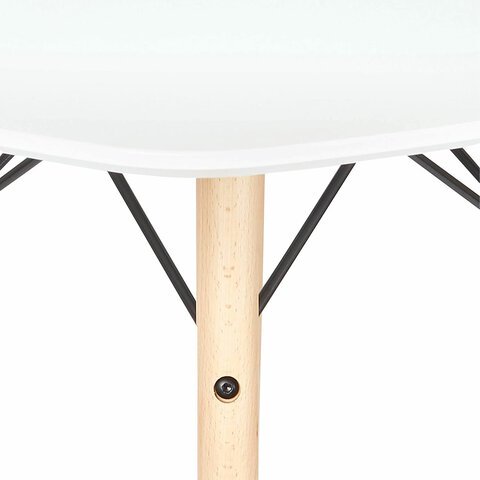 Стол обеденный BRABIX "Eames T-01", круглый, диаметр 80 см, опоры дерево, белый, 532633