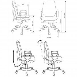 Кресло CH-545, с подлокотниками, ткань, черное, 1418126