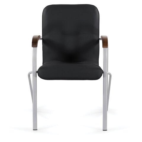 Кресло BRABIX "Samba CF-104", серый каркас, накладки "орех", кожзам черный, собрано, 532759
