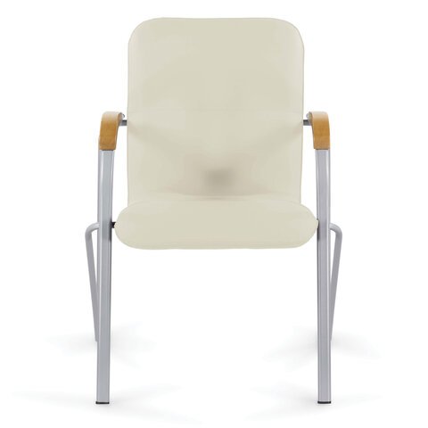 Кресло BRABIX "Samba CF-104", серый каркас, накладки "бук", кожзам бежевый, собрано, 532760