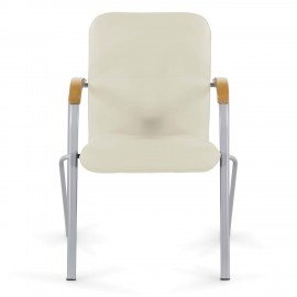 Кресло BRABIX "Samba CF-106 BOX-2", серый каркас, накладки "бук", кожзам бежевый, разобрано, 532764