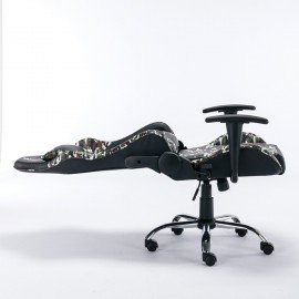 Кресло компьютерное BRABIX "Military GM-140", две подушки, экокожа, черное с рисунком милитари, 532802