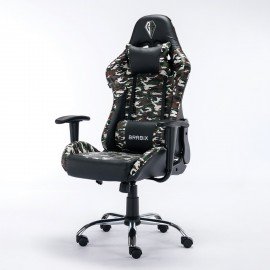 Кресло компьютерное BRABIX "Military GM-140", две подушки, экокожа, черное с рисунком милитари, 532802