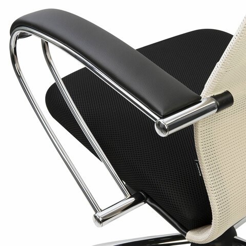 Кресло офисное BRABIX PREMIUM "Ultimate EX-800" хром, плотная двойная сетка Х2, черное/бежевое, 532913