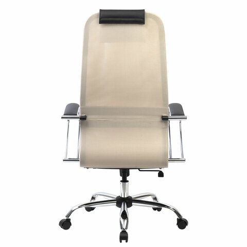 Кресло офисное BRABIX PREMIUM "Ultimate EX-800" хром, плотная двойная сетка Х2, черное/бежевое, 532913
