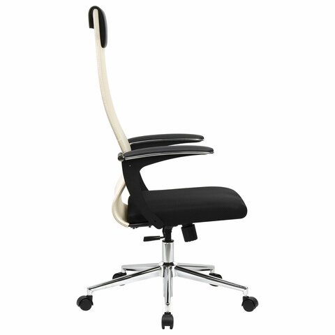 Кресло офисное BRABIX PREMIUM "Ultimate EX-801" хром, плотная двойная сетка Х2, черное/бежевое, 532919