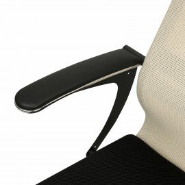 Кресло офисное BRABIX PREMIUM "Ultimate EX-801" хром, плотная двойная сетка Х2, черное/бежевое, 532919