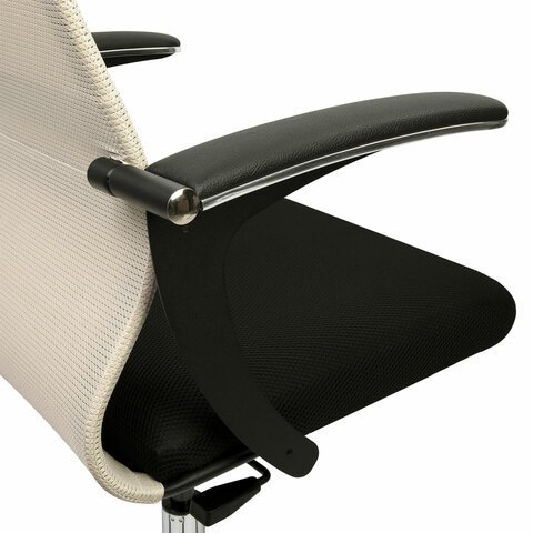 Кресло офисное BRABIX PREMIUM "Ultimate EX-801" хром, плотная двойная сетка Х2, черное/бежевое, 532919