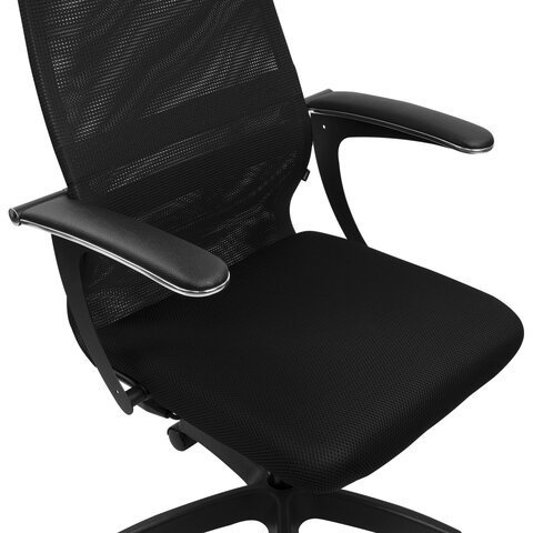 Кресло офисное BRABIX PREMIUM "Ultimate EX-801" пластик, плотная двойная сетка Х2, черное, 532922