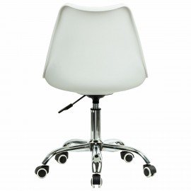 Кресло стул BRABIX "Eames MG-310 CH", хром, пластик белый, ткань серая, 532924