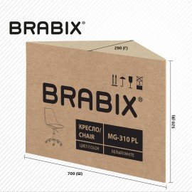 Кресло стул BRABIX "Eames MG-310 PL", пластик белый, экокожа белая, 532926