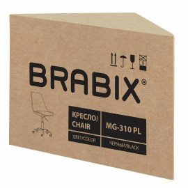 Кресло стул BRABIX "Eames MG-310 PL", пластик черный, экокожа черная, 532927