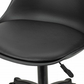 Кресло стул BRABIX "Eames MG-310 PL", пластик черный, экокожа черная, 532927