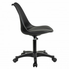 Кресло стул BRABIX "Eames MG-310 PL", пластик черный, экокожа черная, 532927