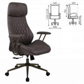 Кресло BRABIX PREMIUM "Dakota EX-572", синхромеханизм, искусственная замша, темно-серый, 532943