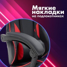 Кресло компьютерное CROMEX "Joker GM-125", две подушки, экокожа, черное/красное, 532954