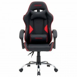 Кресло компьютерное CROMEX "Joker GM-125", две подушки, экокожа, черное/красное, 532954