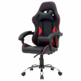 Кресло компьютерное CROMEX "Joker GM-125", две подушки, экокожа, черное/красное, 532954