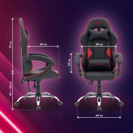 Кресло компьютерное CROMEX "Joker GM-125", две подушки, экокожа, черное/красное, 532954