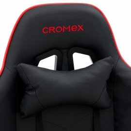 Кресло компьютерное CROMEX "Joker GM-125", две подушки, экокожа, черное/красное, 532954