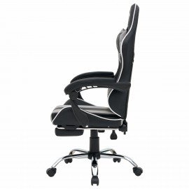 Кресло компьютерное CROMEX "Wave GM-145", вибромассаж, подножка, подушки, экокожа, черное/серое, 532956