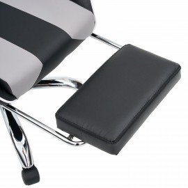 Кресло компьютерное CROMEX "Wave GM-145", вибромассаж, подножка, подушки, экокожа, черное/серое, 532956