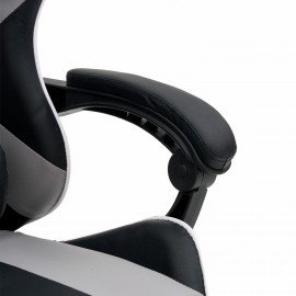 Кресло компьютерное CROMEX "Wave GM-145", вибромассаж, подножка, подушки, экокожа, черное/серое, 532956