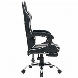 Кресло компьютерное CROMEX "Wave GM-145", вибромассаж, подножка, подушки, экокожа, черное/серое, 532956