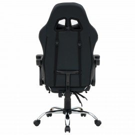 Кресло компьютерное CROMEX "Wave GM-145", вибромассаж, подножка, подушки, экокожа, черное/серое, 532956