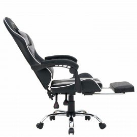 Кресло компьютерное CROMEX "Wave GM-145", вибромассаж, подножка, подушки, экокожа, черное/серое, 532956