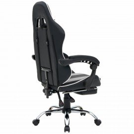 Кресло компьютерное CROMEX "Wave GM-145", вибромассаж, подножка, подушки, экокожа, черное/серое, 532956