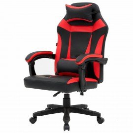 Кресло компьютерное CROMEX "Start GM-105", две подушки, экокожа, черное/красное, 532957