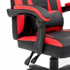 Кресло компьютерное CROMEX "Start GM-105", две подушки, экокожа, черное/красное, 532957