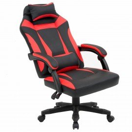 Кресло компьютерное CROMEX "Start GM-105", две подушки, экокожа, черное/красное, 532957
