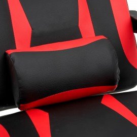 Кресло компьютерное CROMEX "Start GM-105", две подушки, экокожа, черное/красное, 532957