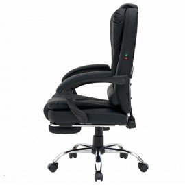 Кресло офисное CROMEX "Chill MS-005", с функцией вибромассажа, подножка, экокожа, черное, 532958