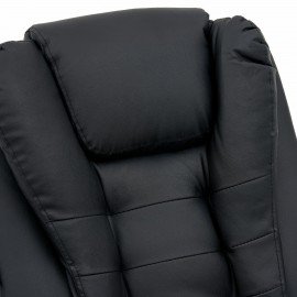 Кресло офисное CROMEX "Chill MS-005", с функцией вибромассажа, подножка, экокожа, черное, 532958