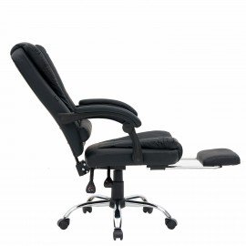 Кресло офисное CROMEX "Chill MS-005", с функцией вибромассажа, подножка, экокожа, черное, 532958