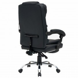 Кресло офисное CROMEX "Chill MS-005", с функцией вибромассажа, подножка, экокожа, черное, 532958