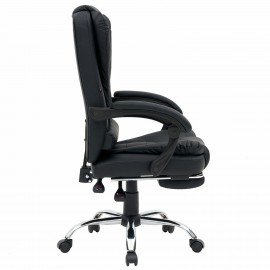 Кресло офисное CROMEX "Chill MS-005", с функцией вибромассажа, подножка, экокожа, черное, 532958