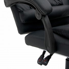 Кресло офисное CROMEX "Chill MS-005", с функцией вибромассажа, подножка, экокожа, черное, 532958